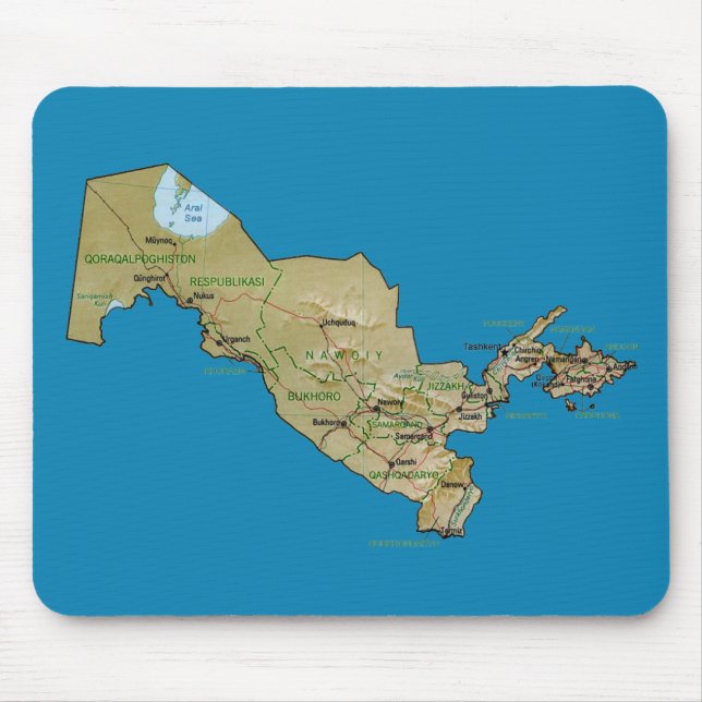 Mapa Mousepad de Uzbekistan (Frente)
