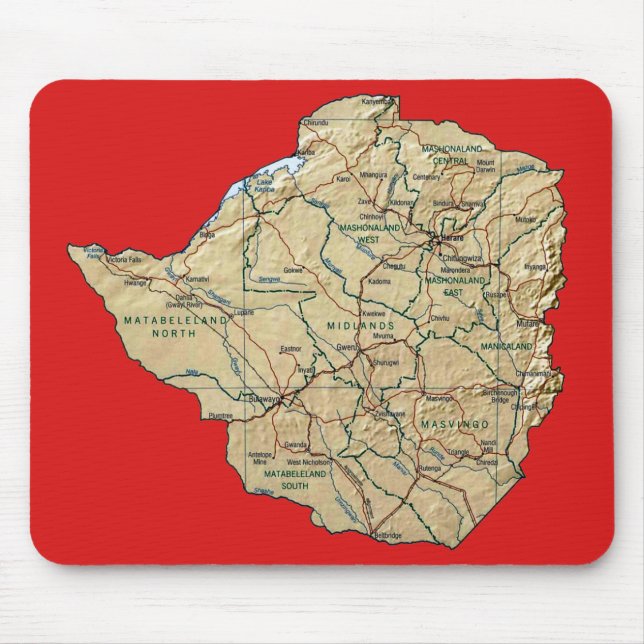 Mapa Mousepad de Zimbabwe (Frente)