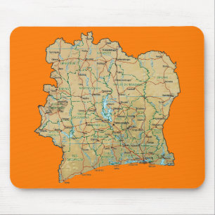 Mapa Mousepad do d'Ivoire da costa