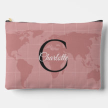 Mapa-Múndi Rosa Personalizado com Monograma de Lux