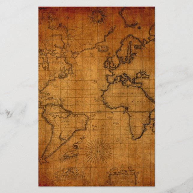 Mapa Mundial Antiquado (Frente)