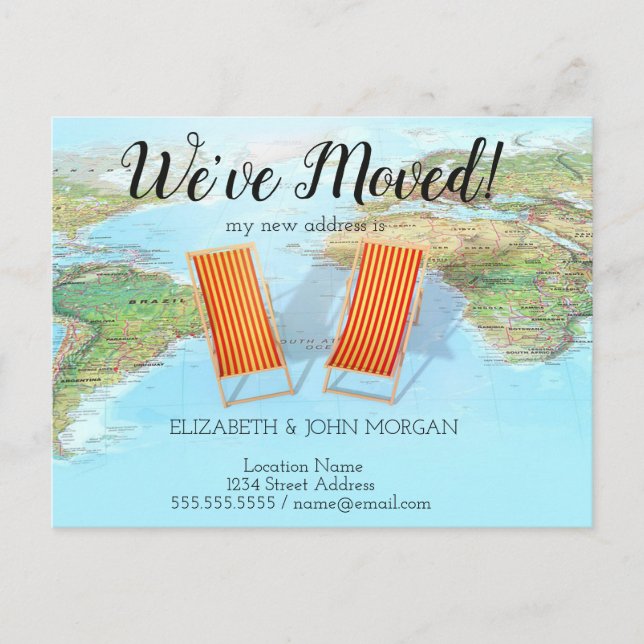 Mapa Mundial, Cadeira, Anúncio de Novo Endereço (Frente)