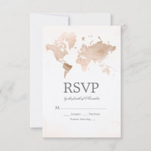 Mapa Mundial de Aquarela RSVP Casamento