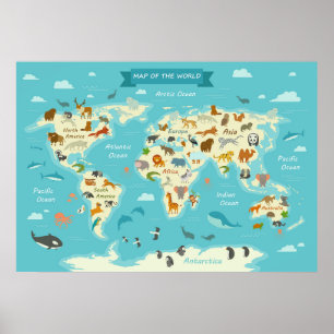Mapa Mundial de Crianças com Poster de Valor de I