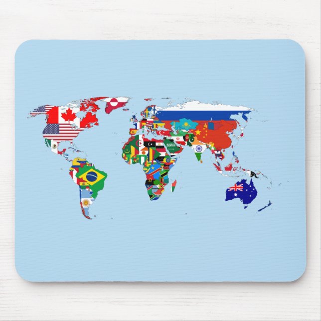 Mapa Mundial de Flags Mousepad (Frente)