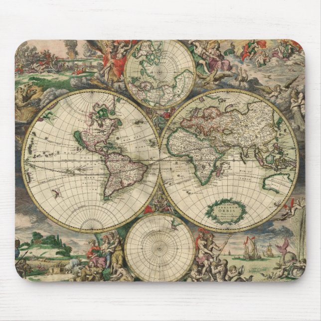 Mapa Mundial do Mousepad Vintage 1689 (Frente)