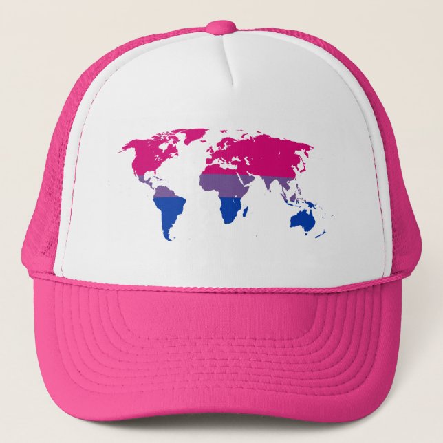 Mapa mundial do orgulho bissexual Boné (Frente)