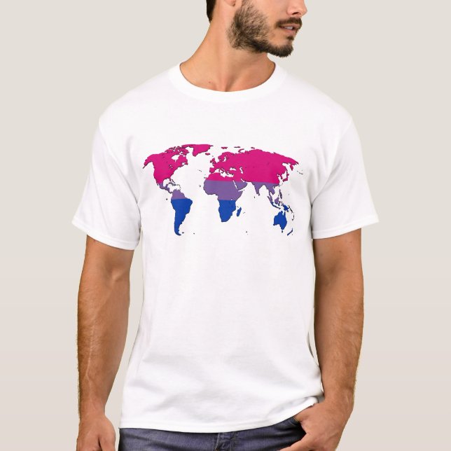 Mapa mundial do orgulho da bissexualidade T-Shirt (Frente)