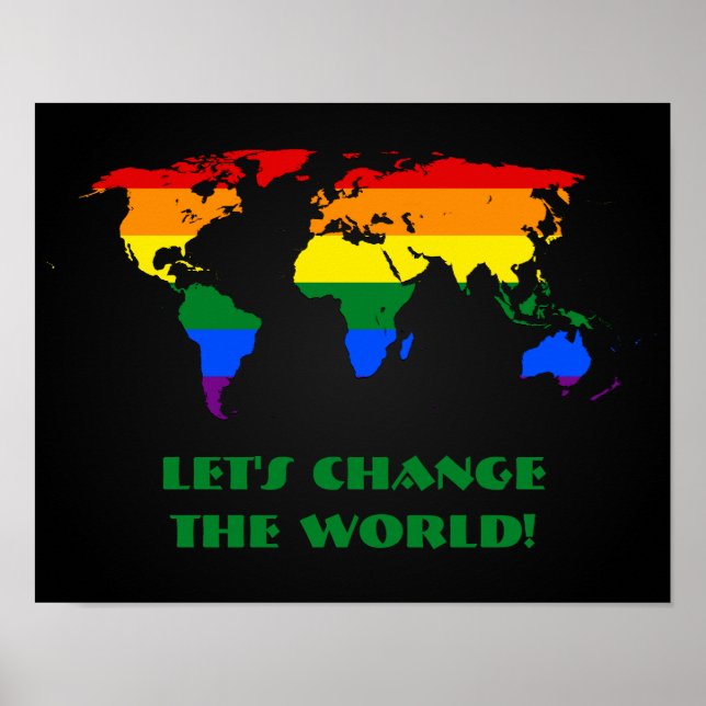 Mapa mundial do orgulho do arco-íris LGBT poster (Frente)