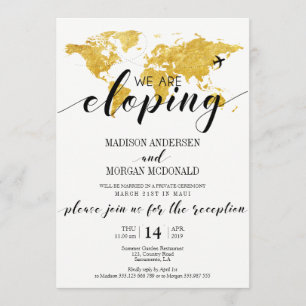 Mapa Mundial Dourado Convite de recepção de fuga