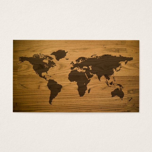 Mapa Mundial Texturizado de Madeira (Frente)