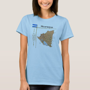 Mapa Nicarágua + Sinalizador + Título T-Shirt