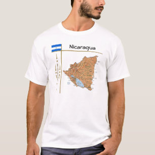 Mapa Nicarágua + Sinalizador + Título T-Shirt