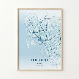 Mapa Oceânico de San Diego Impressão Poster Arte d