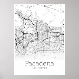 Mapa Pasadena - Califórnia - Poster do Mapa da Cid