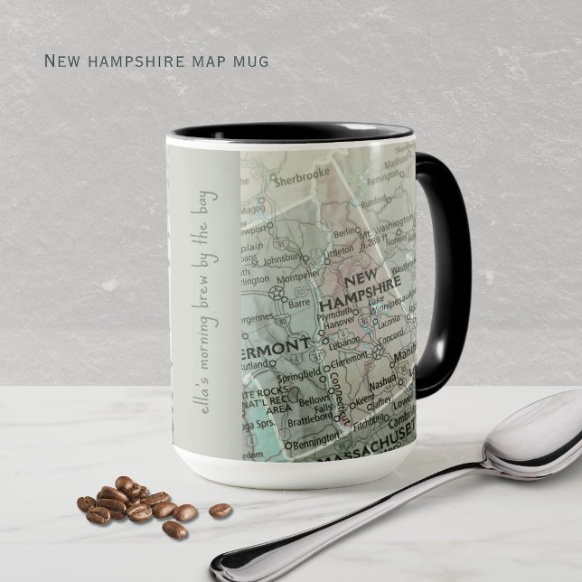 Mapa Personalizado de New Hampshire | Caneca da Co (How cute is this personalized New Hampshire Map mug! Show off your state or it makes a great gift!)
