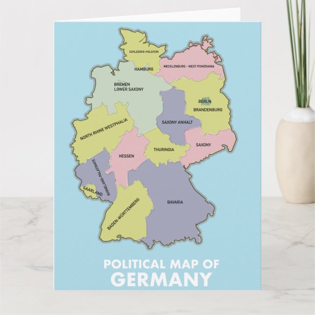 Mapa político da Alemanha Cartão postal (Frente)