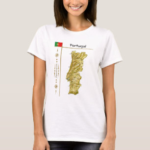 Mapa Portugal + Sinalizador + Título T-Shirt