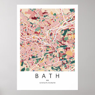 Mapa Poster de Bath Inglaterra Arte Moderna de P