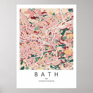 Mapa Poster de Bath Inglaterra | Arte Moderna de P