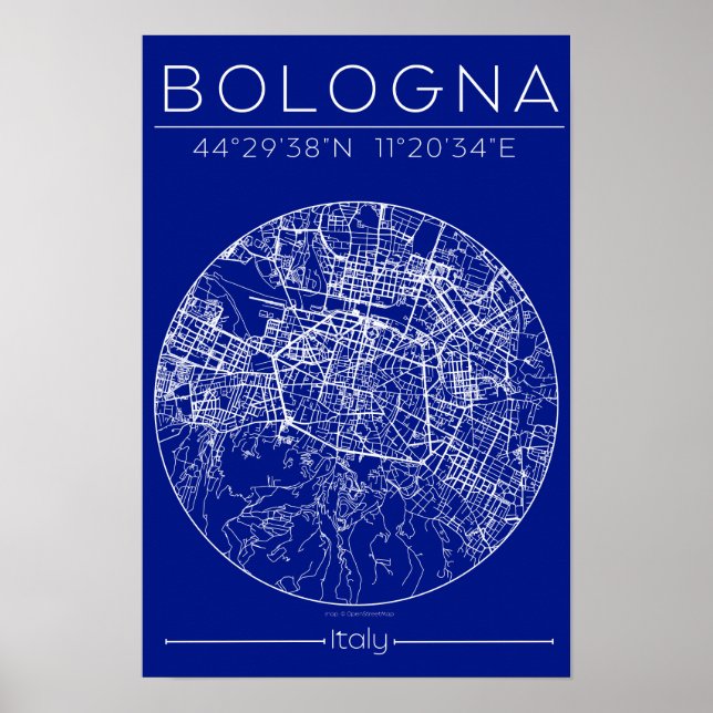 Mapa Poster de Bolonha – Plano de Cidade Circular  (Frente)