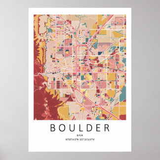 Mapa Poster de Boulder Colorado | Arte Moderna de