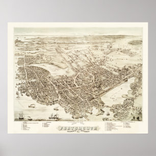 Mapa poster de Portsmouth, New Hampshire em 1877