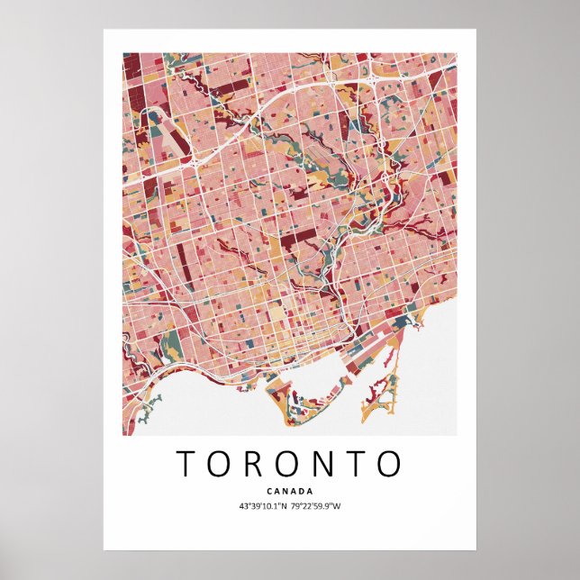 Mapa Poster de Toronto Canadá | Arte Moderna de Pa (Frente)