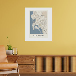 Mapa Poster Minimalista da Cidade de San Diego Cal