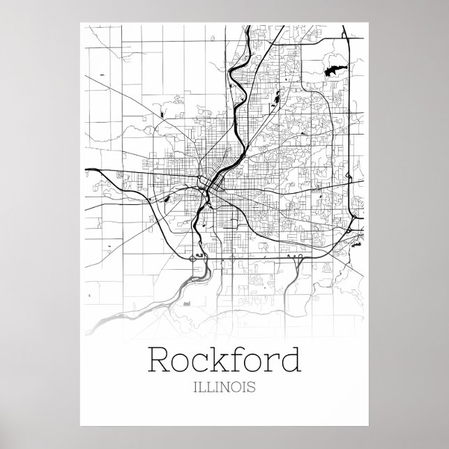 Mapa Rockford - Illinois - Poster do Mapa da Cidad (Frente)