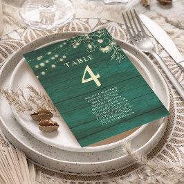 Mapa Rustic Emerald Green Wedding Seating Chart