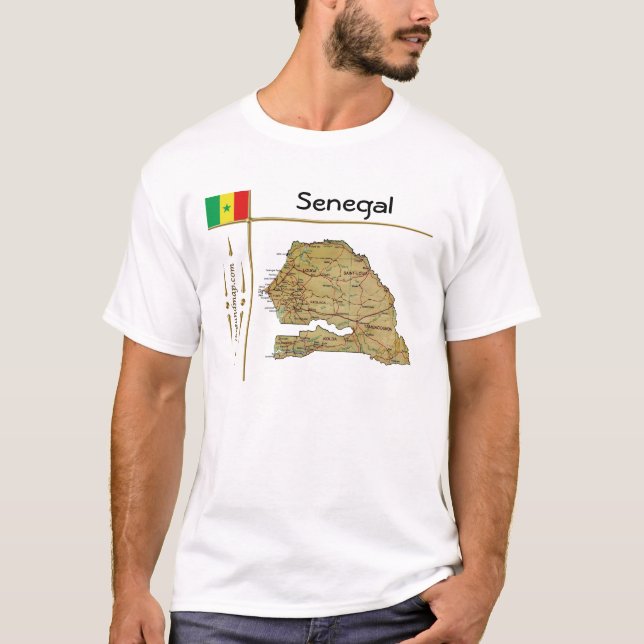 Mapa Senegal + Sinalizador + Título T-Shirt (Frente)