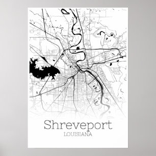 Mapa Shreveport - Loiusiana - Poster do Mapa da Ci