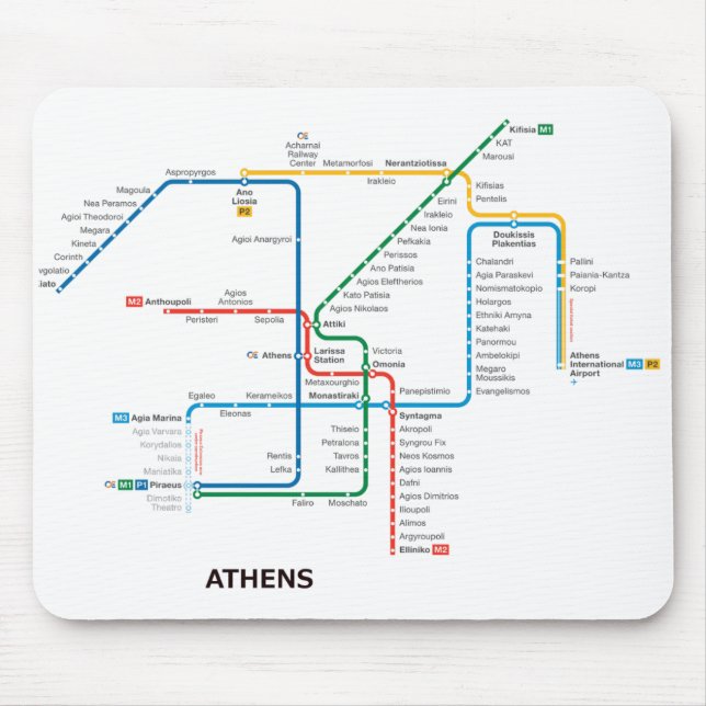 Mapa subterrâneo Mousepad de Atenas (Frente)