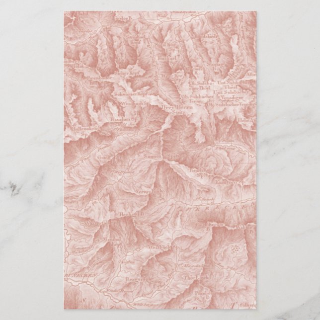 Mapa topográfico de montanha em papel (Frente)