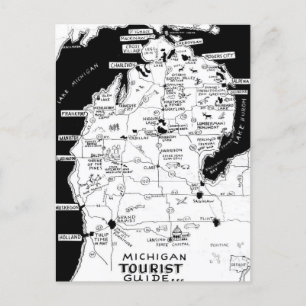Mapa turístico de Michigan em cartão postal