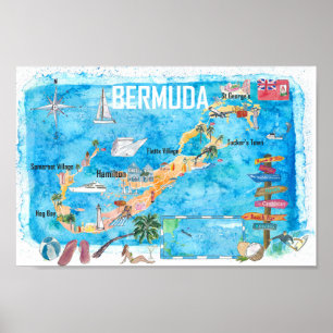 Mapa turístico favorito do Poster de viagens das 