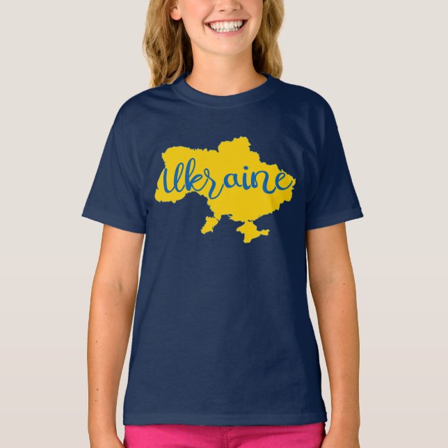 Mapa ucraniano e letra T-Shirt (Frente)