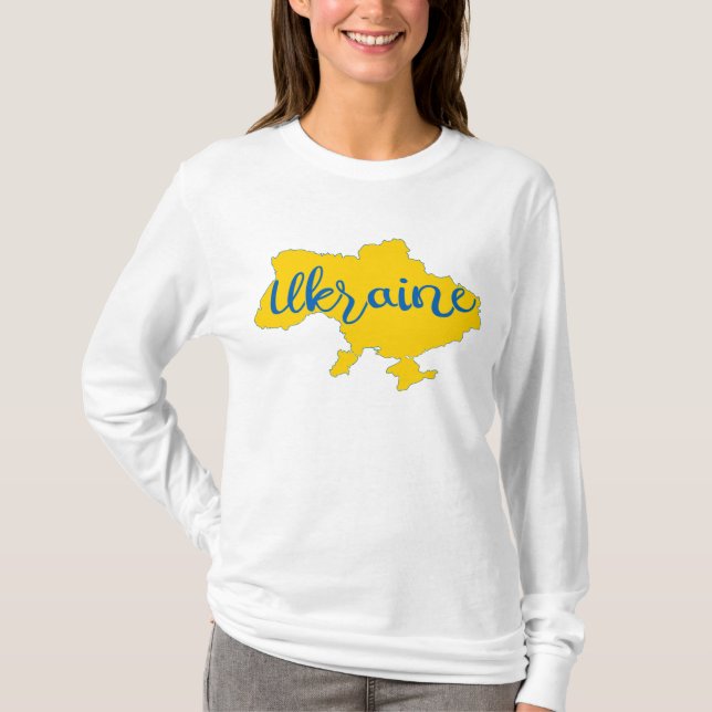Mapa ucraniano e letra T-Shirt (Frente)