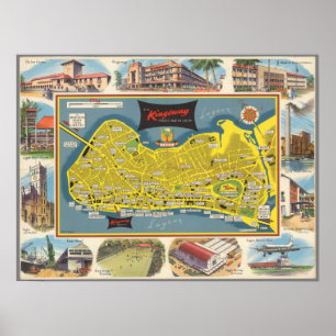 Mapa Vintage da Poster da laguna de Kingsway
