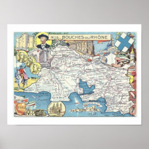 Mapa Vintage da Provença França Impressão