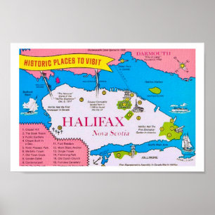 Mapa Vintage de Halifax Nova Scotia Impressão
