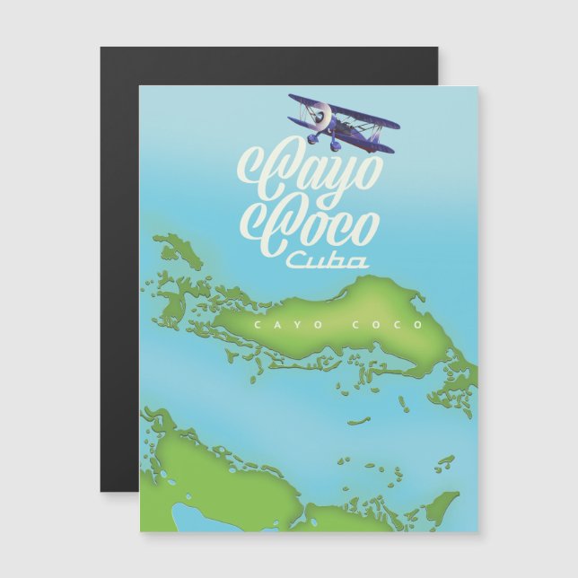 Mapa vintage do Cayo Coco Cuba. (Frente/Verso)