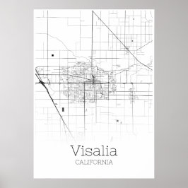 Mapa Visalia - Califórnia - Poster do Mapa da Cida