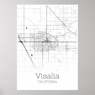 Mapa Visalia - Califórnia - Poster do Mapa da Cida