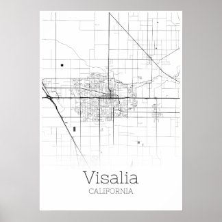 Mapa Visalia - Califórnia - Poster do Mapa da Cida