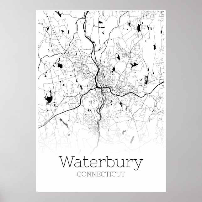 Mapa Waterbury - Connecticut - Poster do Mapa da C (Frente)
