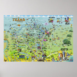 Mapas de diversão do Texas XX grande Poster