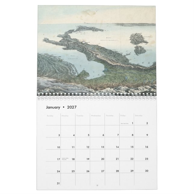 Mapas do vintage do calendário de Italia (Jan 2027)