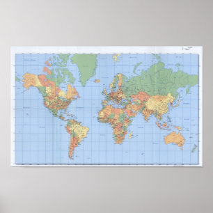 Mapas mundiais 10x16, Poster de mapa impresso